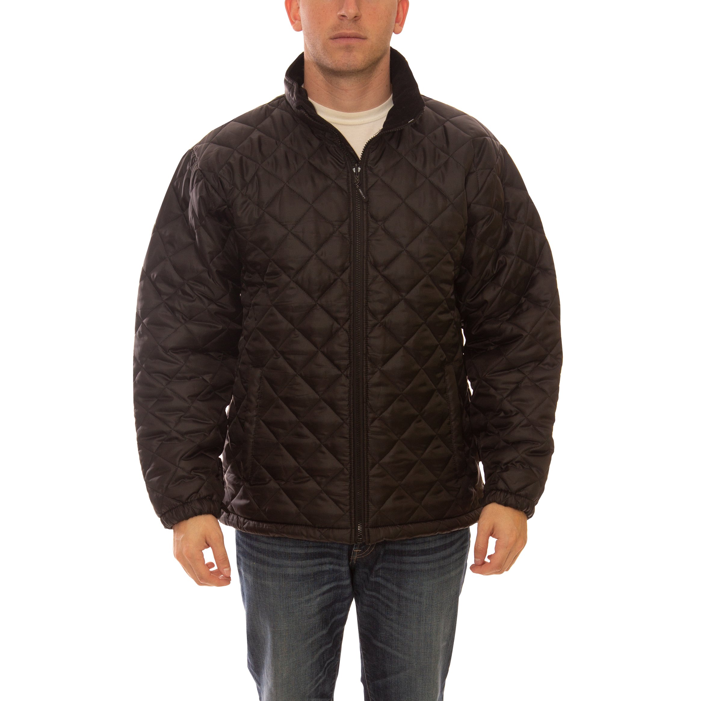 JACKET BLACK QUILTED XLARGE W/ZIPPER & 2 POCKETS